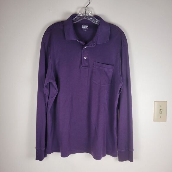 Lands' End Other - Land's End Men's 3 Button Long Sleeve Polo Traditional Fit Purple 100% Cotton L